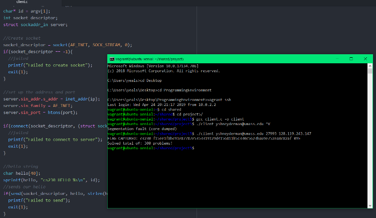 Screenshot of command line program